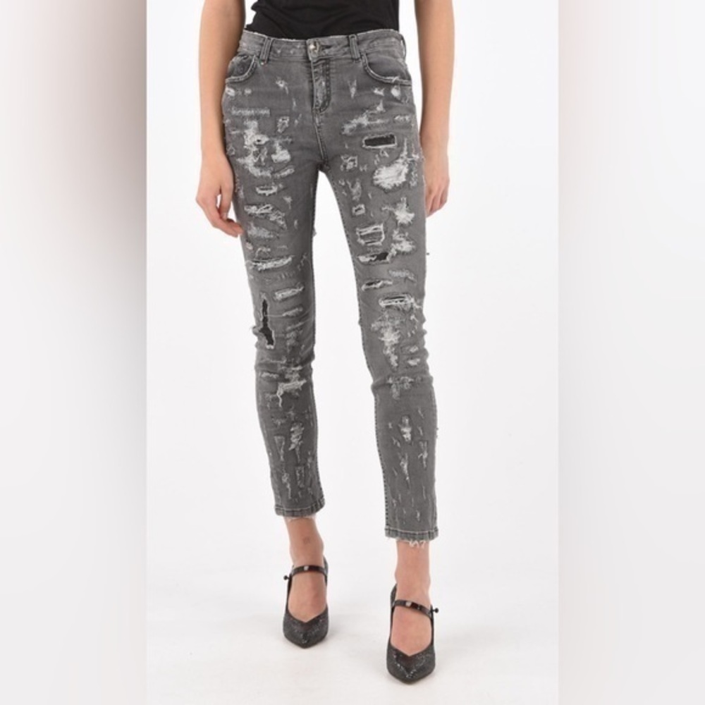 Billabong the skinny, distressed, gray and white rocker jeans size 3 Size 25